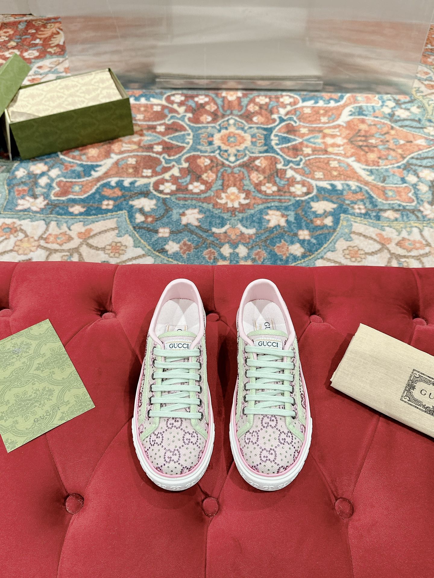 TOP GUCCI Tennis 1977 × Disney GG Canvas Shoes - Pink