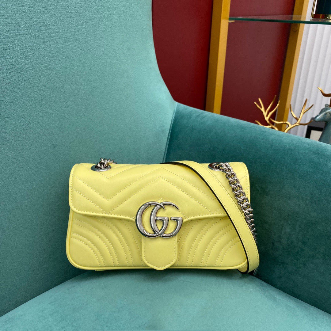 TOP GUCCI GG Marmont Bag Matelasse Mini 22cm - Yellow