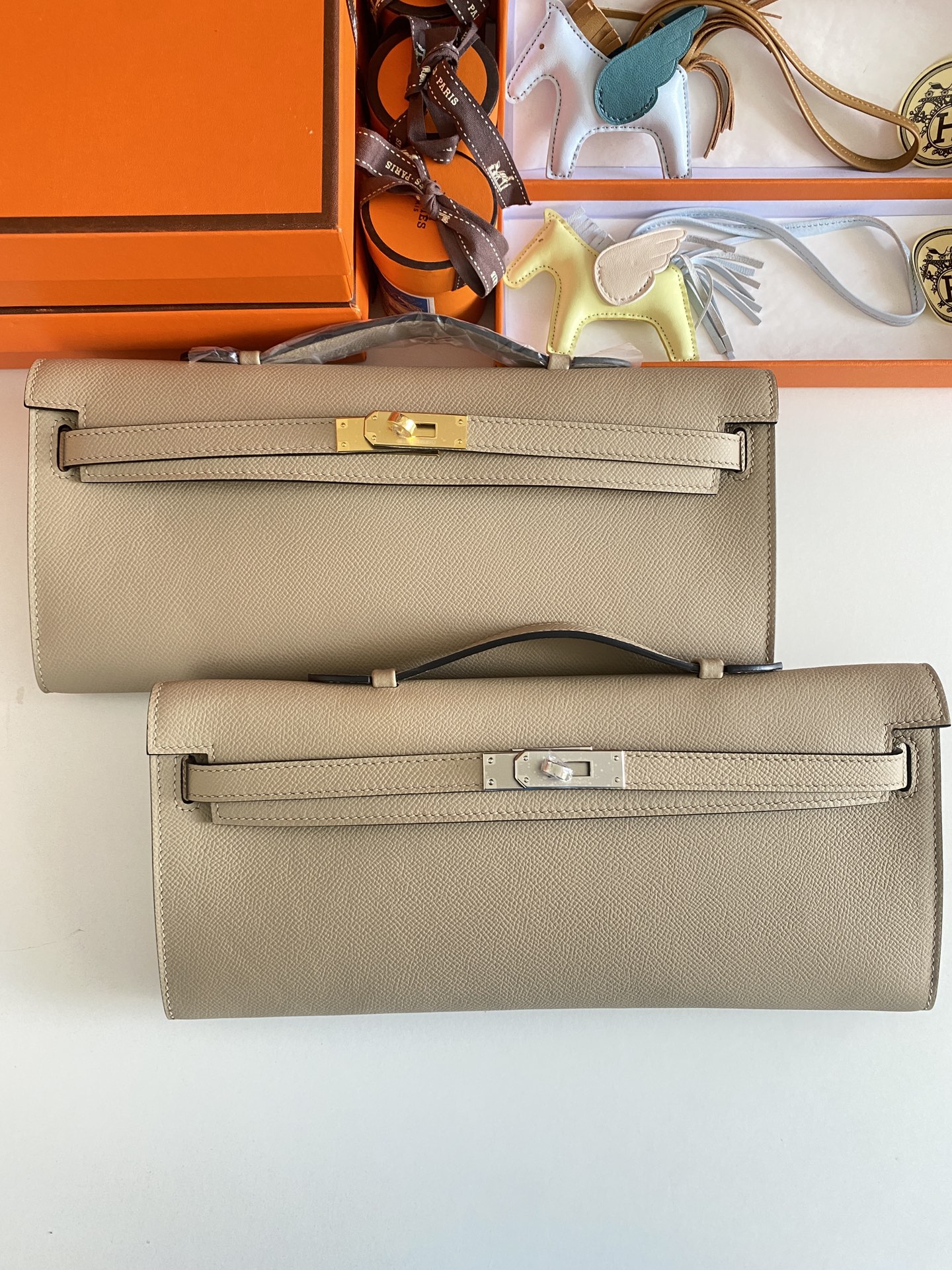 TOP HERMES Kelly Cut Epsom 31CM - Elephant Grey - GHW&SHW