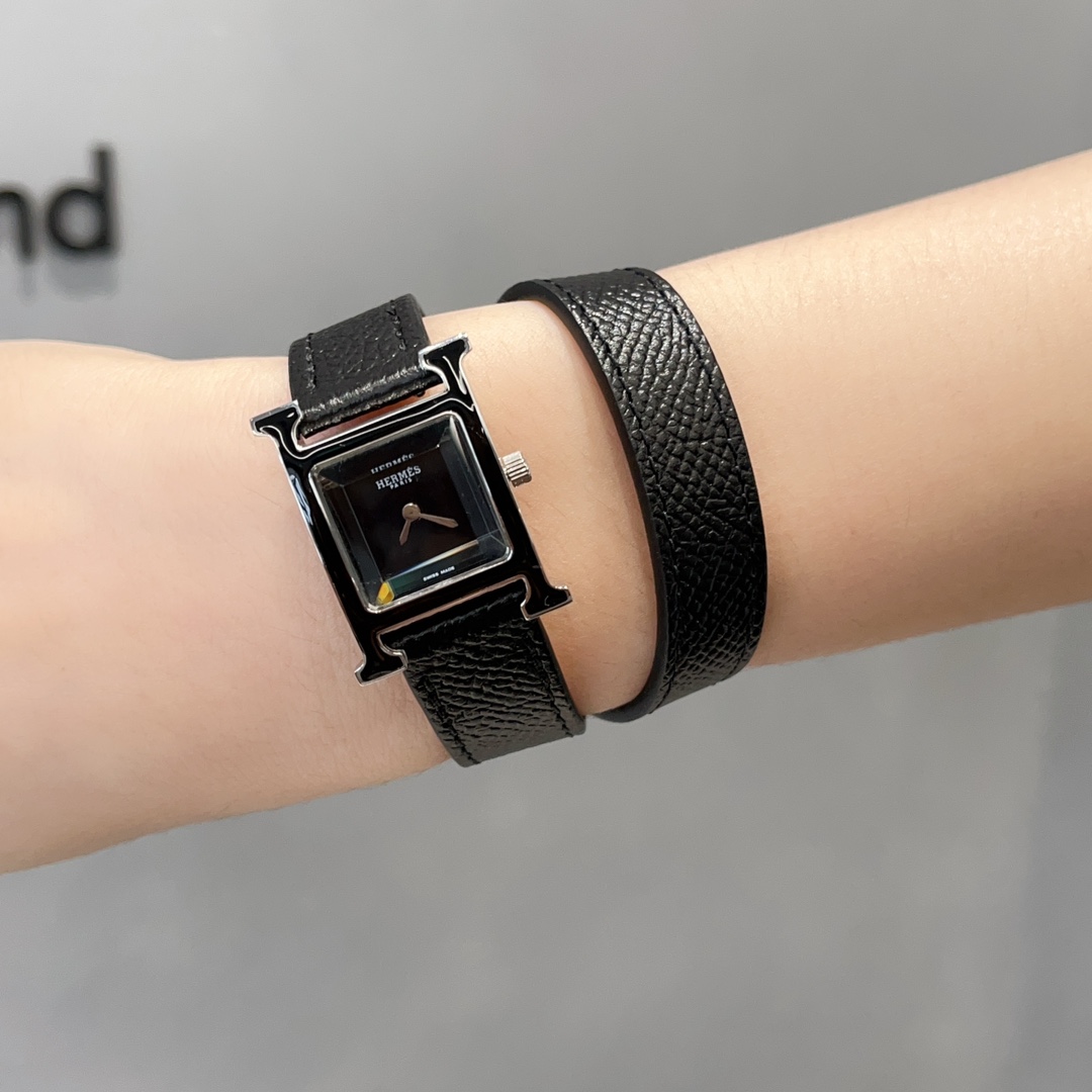 TOP HERMES H Series Enamel Ring 21mm - Black