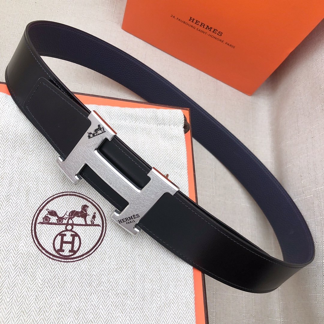 Hermès H Belt Buckle & Reversible Blue For Women, Women Belt 380MM