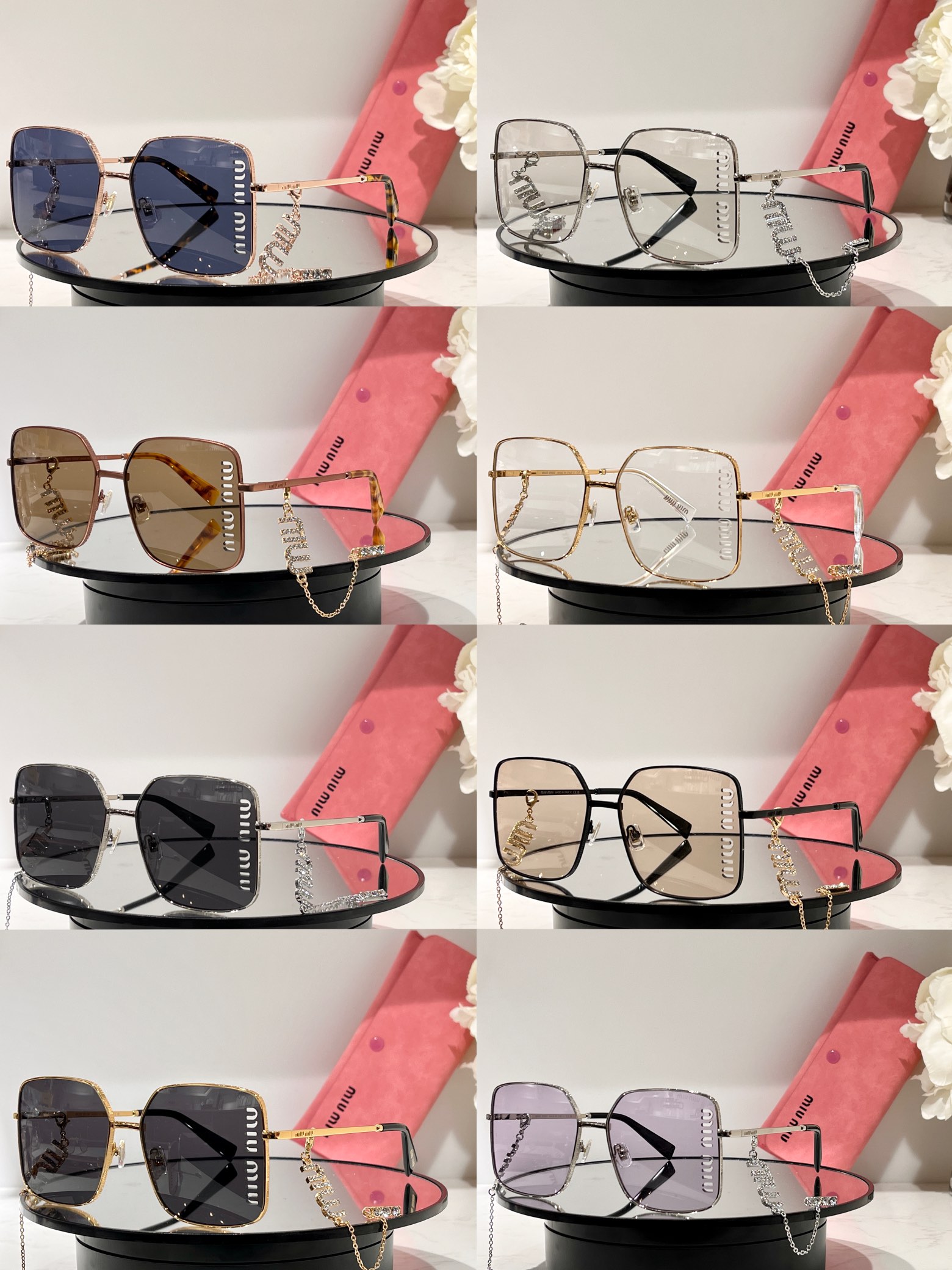 TOP Miu Miu Sunglasses with Chain - 8 Colors