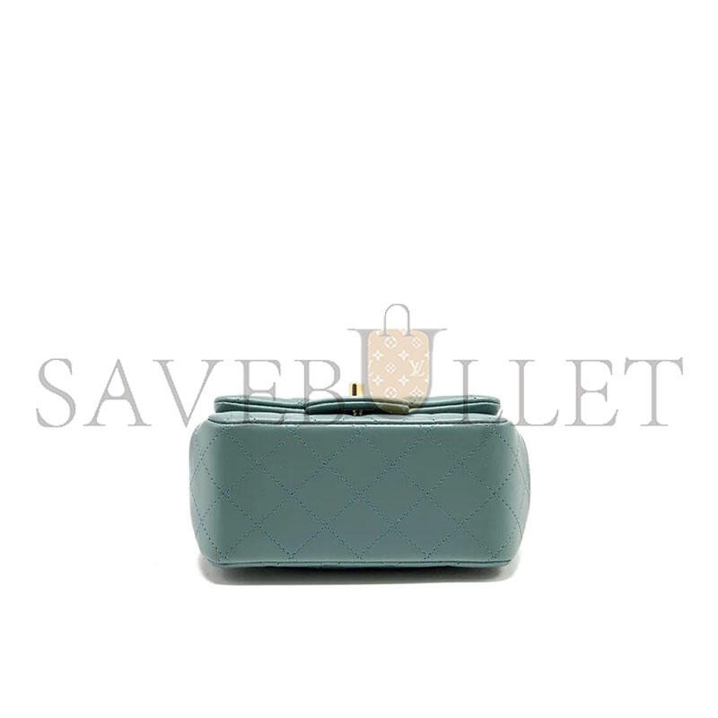 CHANEL MASTER MINI SQUARE FLAP BAG LAMBSKIN GREEN LGHW (16*13*7.5cm)