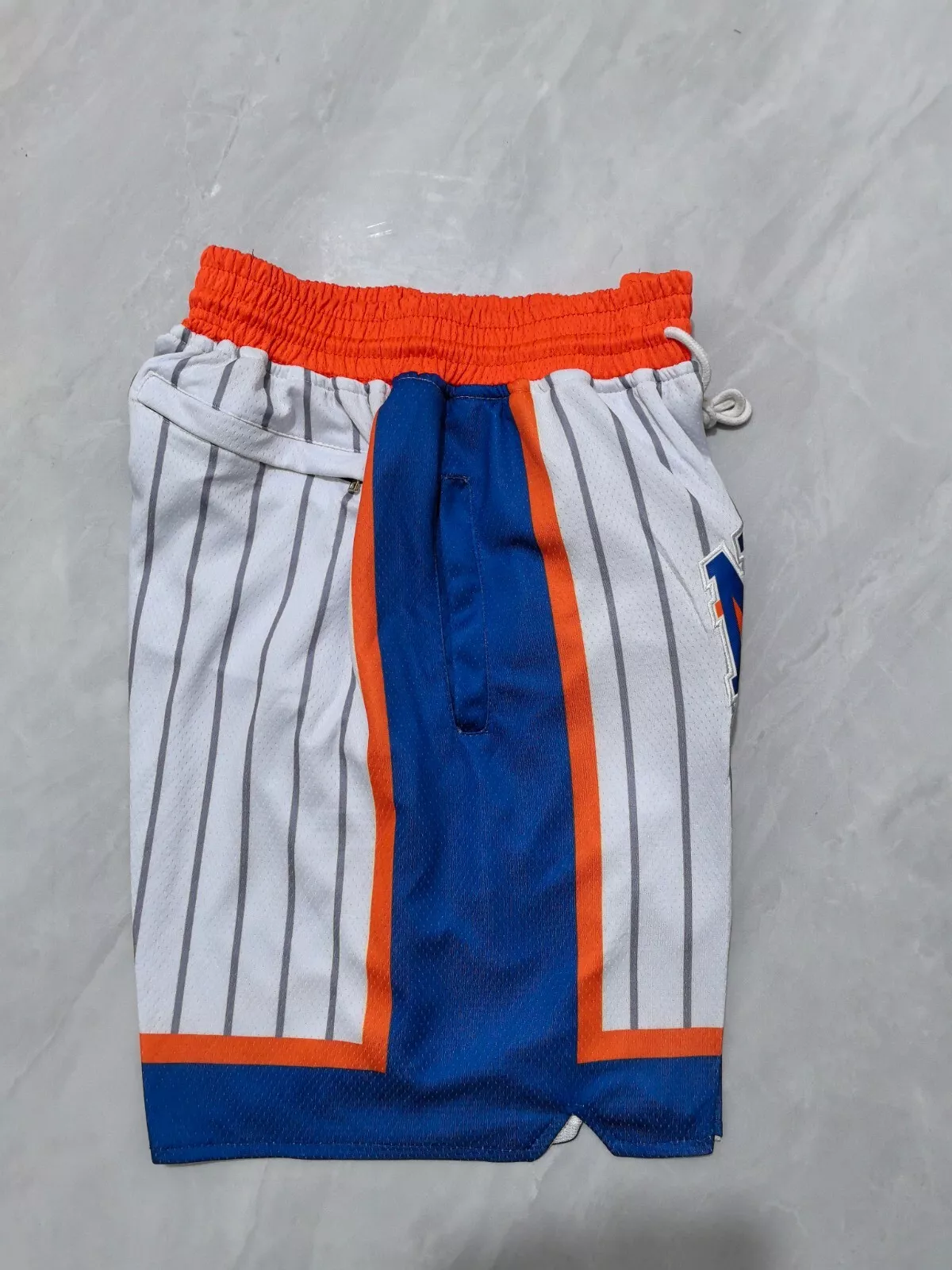 2025 New York Knicks Swing Men White/striped Stitched Pocket Shorts