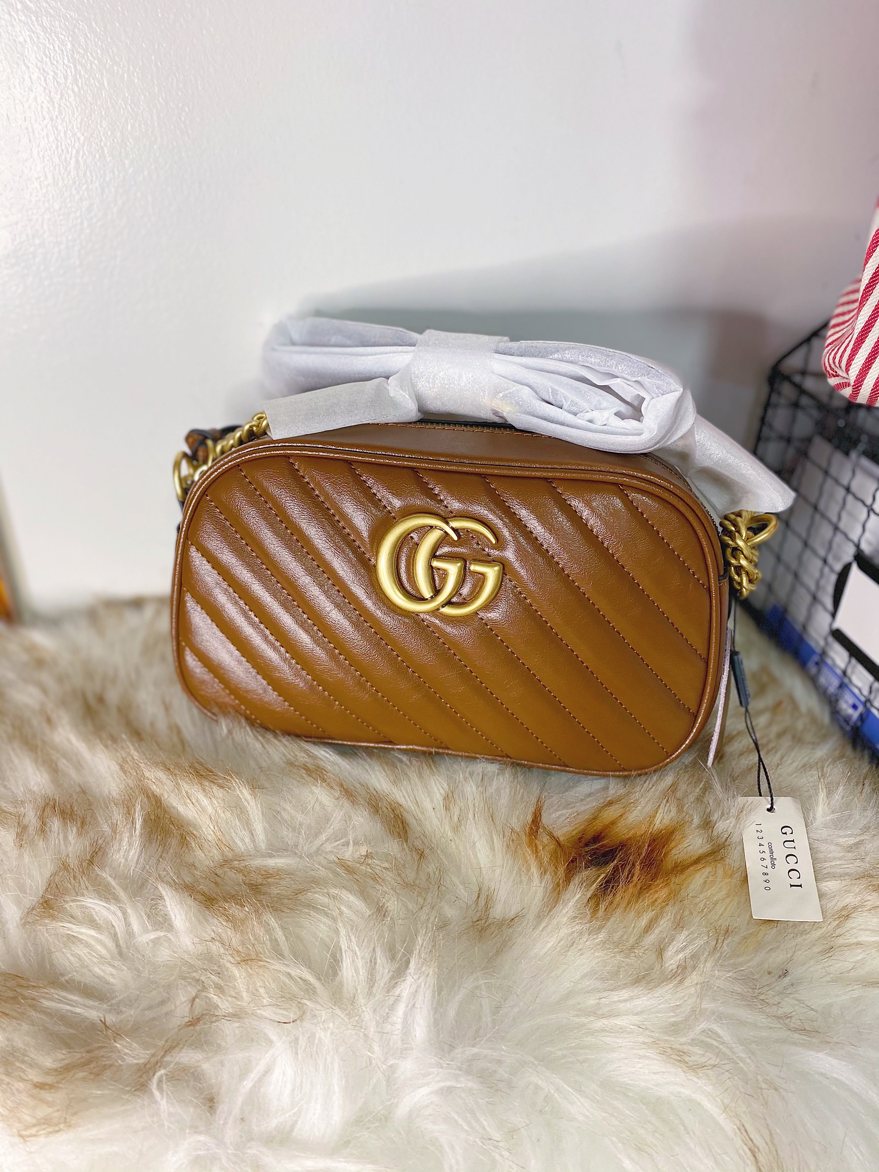 TOP GUCCI GG Marmont Bag Matelasse Aged Skin - Brown
