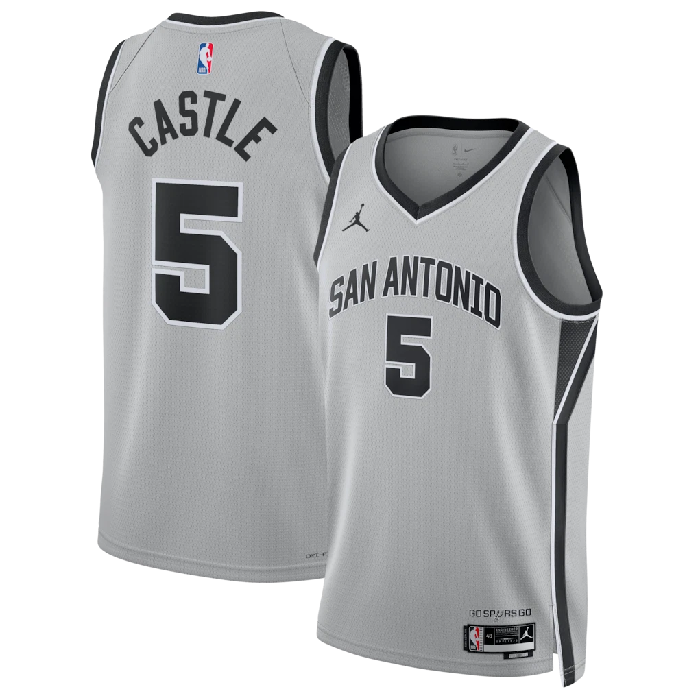 San Antonio Spurs Stephon Castle Jordan Brand Silver Swingman Jersey - Grey