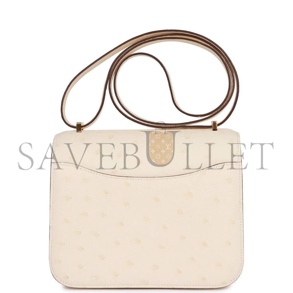 HERMES CONSTANCE 18 OSTRICH GOLD HARDWARE (18*15*4cm)