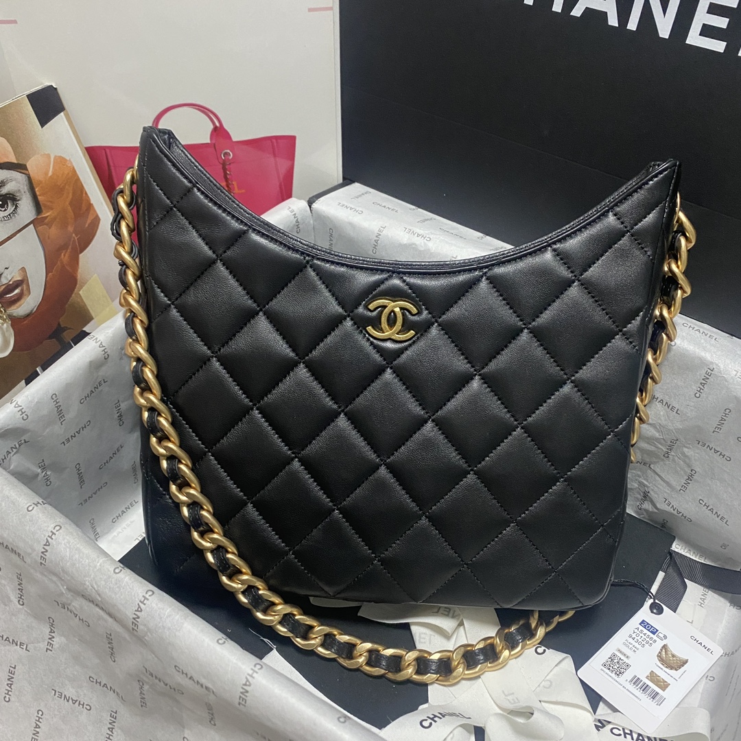 TOP CHANEL 24P Lambskin Hobo Bags - 28×25×8cm - 3 Colors - GHW&SHW