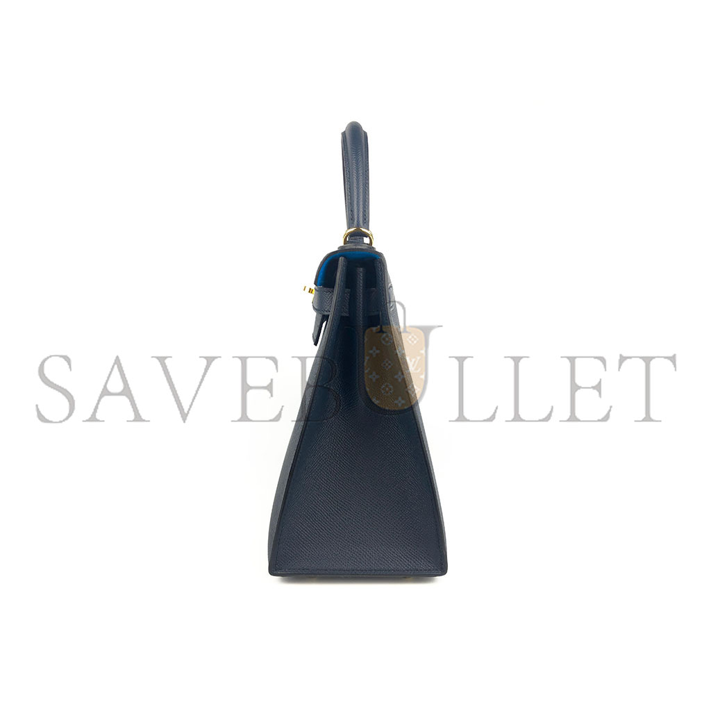 HERMÈS KELLY 25 BLACK BLUE EPSOM GOLD (25*17*7cm)