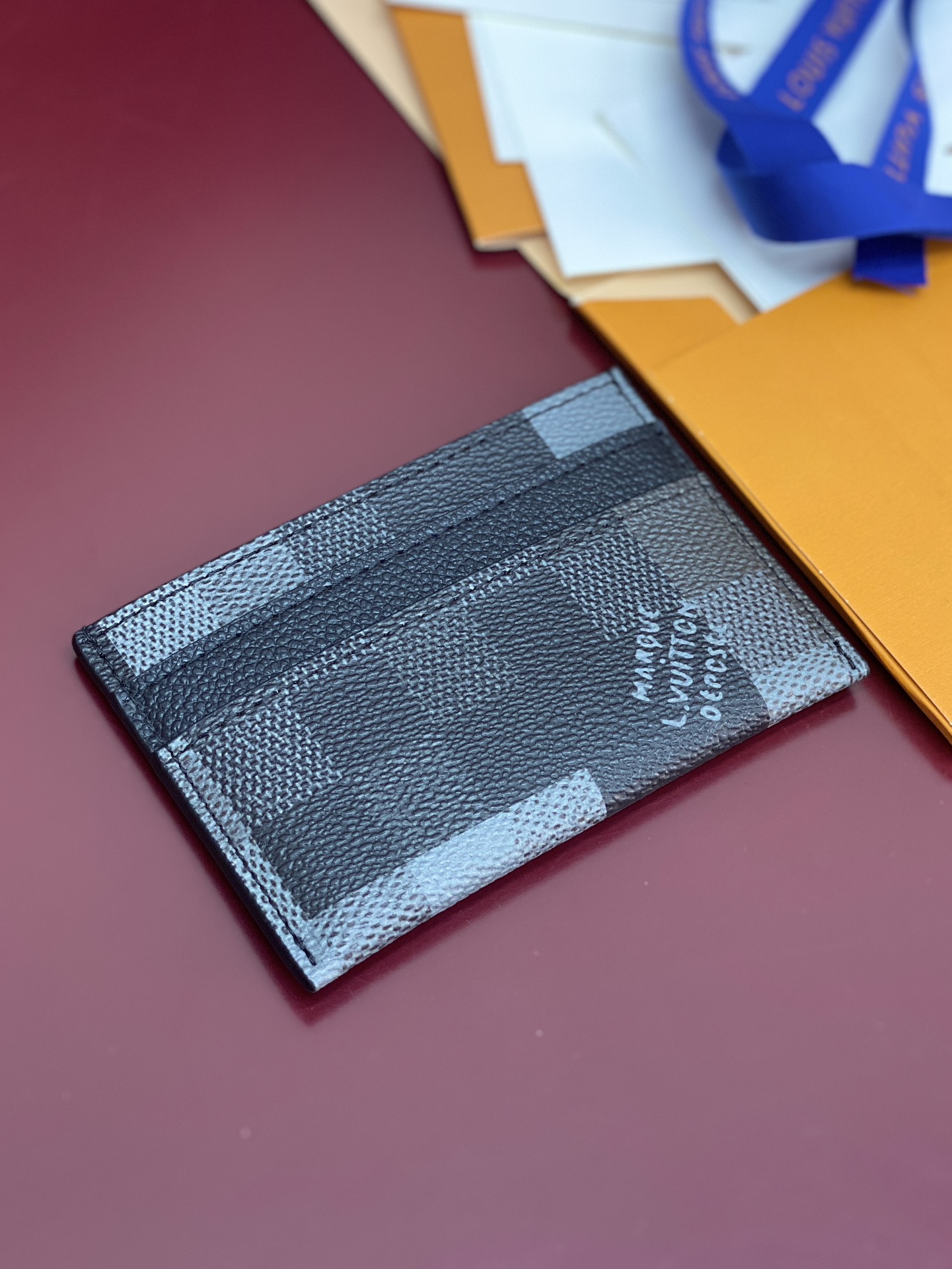 TOP Louis Vuitton LV Damier Graphite Printed Card Holder Damoflage Canvas 11x7x1.5cm - Black