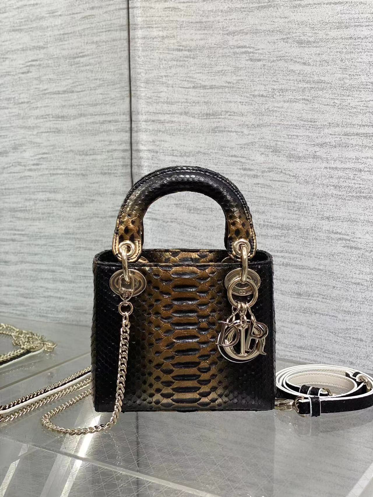 TOP Christian Dior Snakeskin Lady Dior Bag 17 cm - 2 Colors