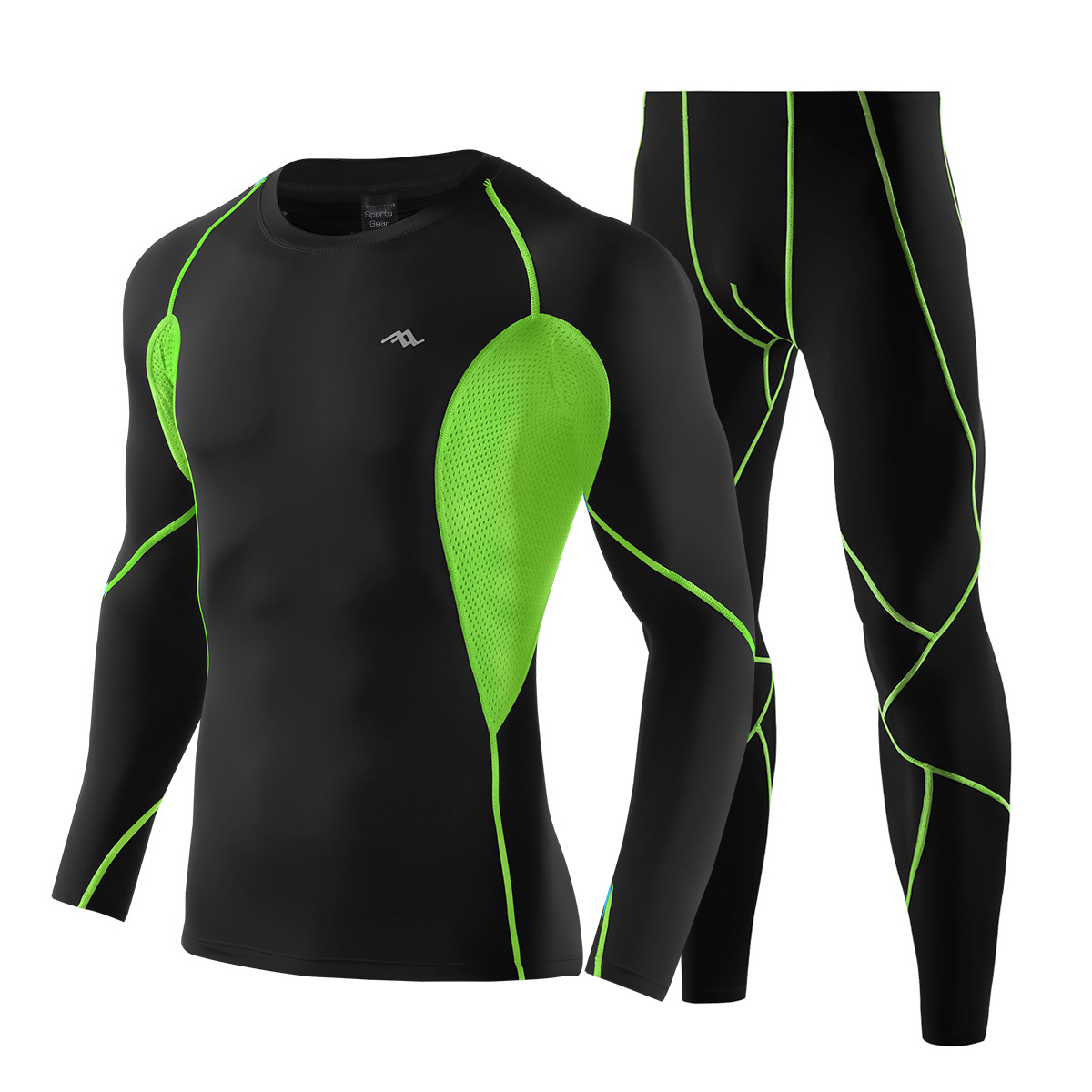 Men Training Workout Set, Compression Pants Top Long Sleeve Athletic Sets