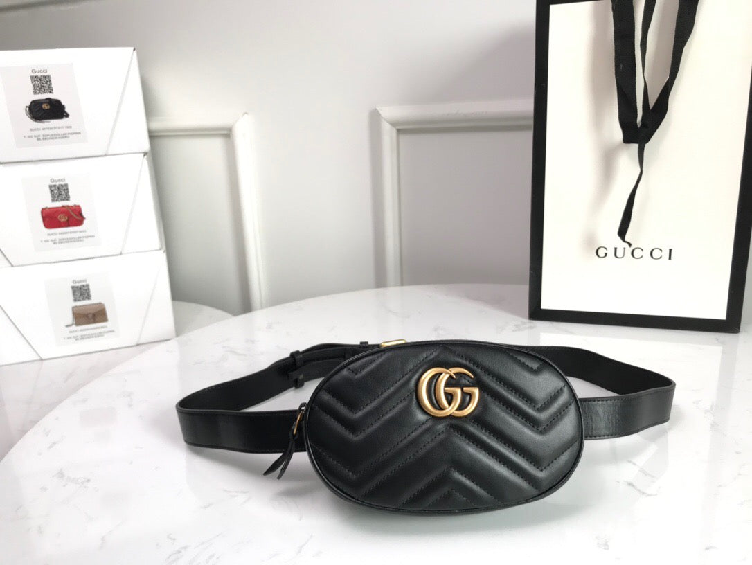 TOP GUCCI GG Marmont Belt Bag - Black