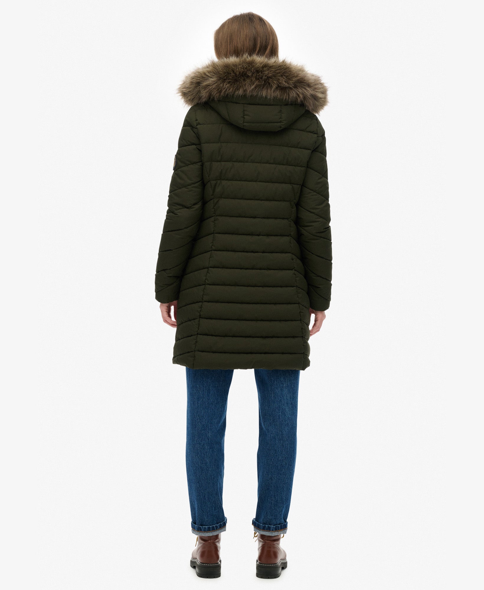 Fuji Faux Fur Hood Mid Length Jacket | Surplus Goods Olive Green