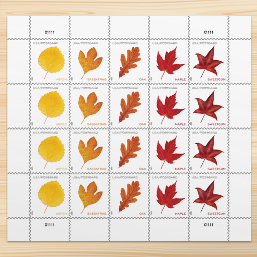Vibrant Leaves Postcard Stamps