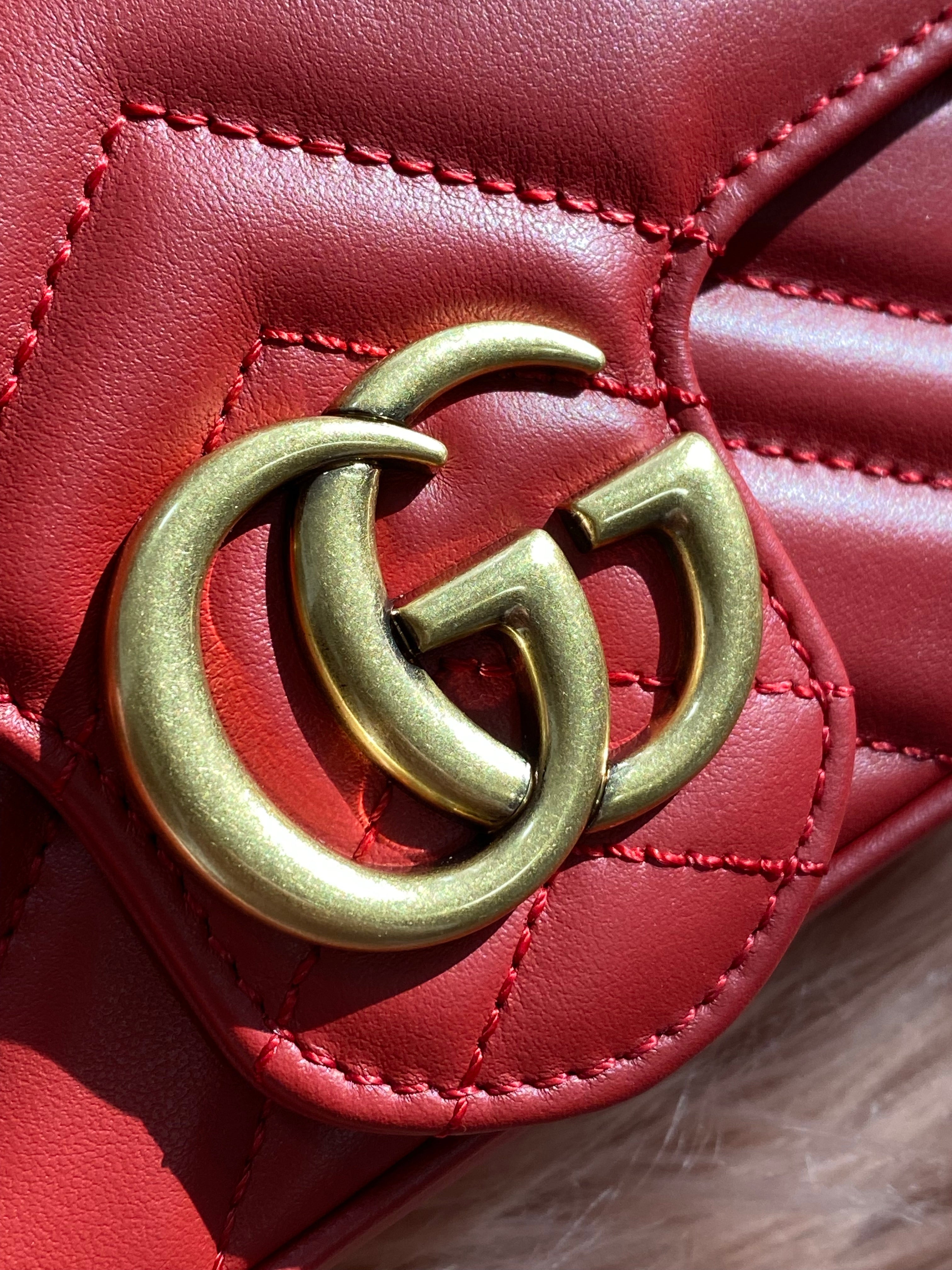 TOP GUCCI GG Marmont Bag Super Mini 16.5 - Red