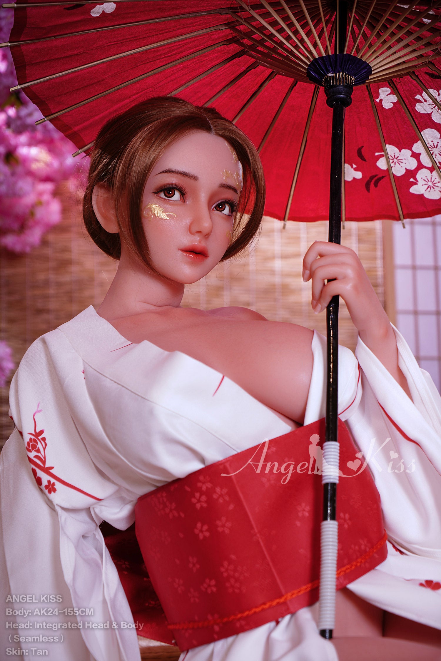155cm/5ft1 H-cup Seamless Neck All-In-One Silicone Sex Doll AK24 - Angie