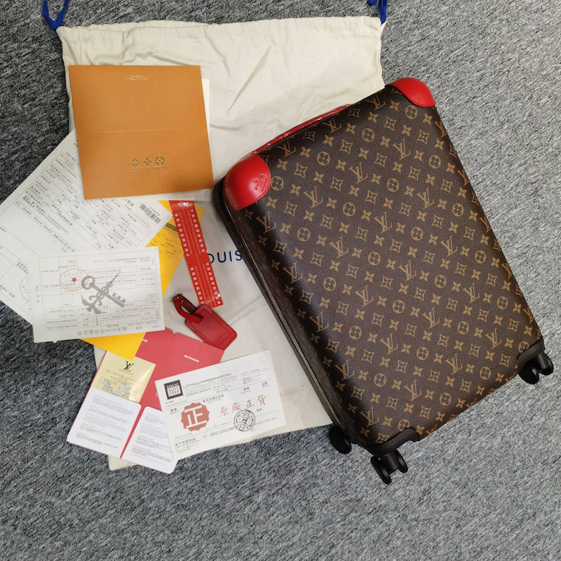 TOP Louis Vuitton LV  Monogram Canvas Horizon 55 Luggage - Red