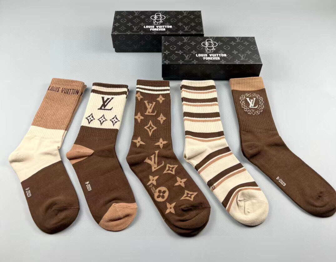 TOP Louis Vuitton Socks - 5 Pieces as a Set