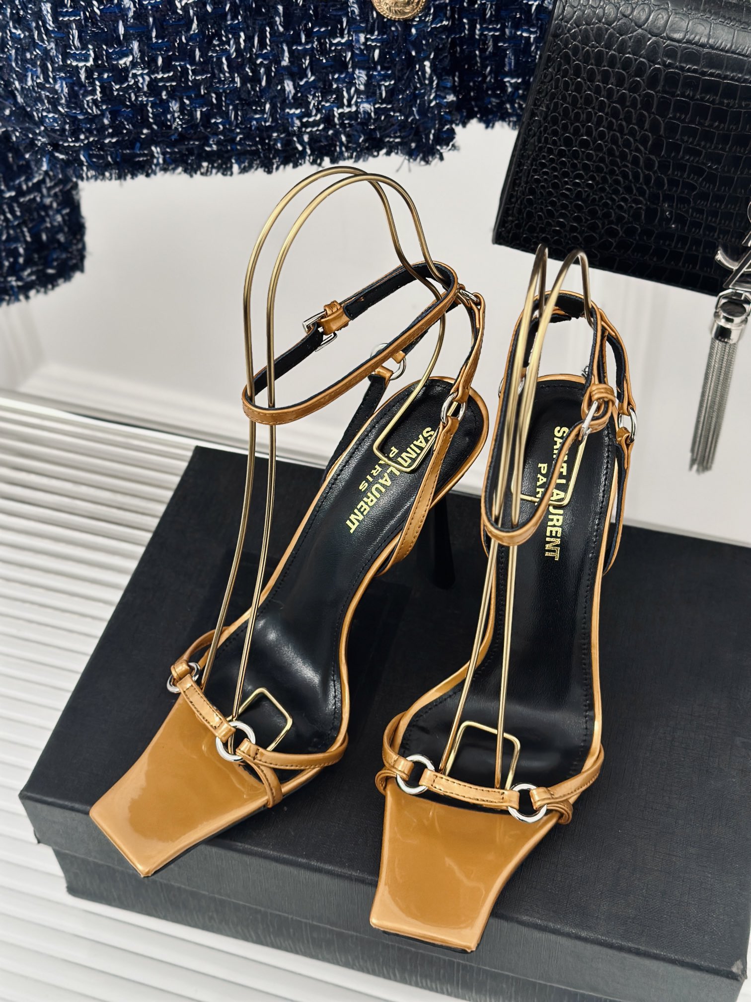 TOP Yves Saint Laurent YSL Classic Walking Show Square High - Heeled Sandals- 4 Colours