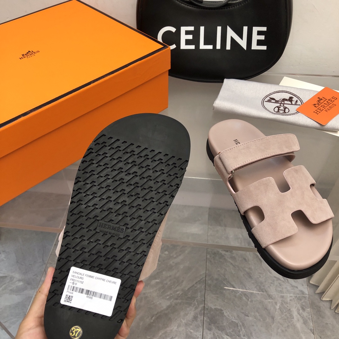 TOP HERMES Slides - Gray Pink