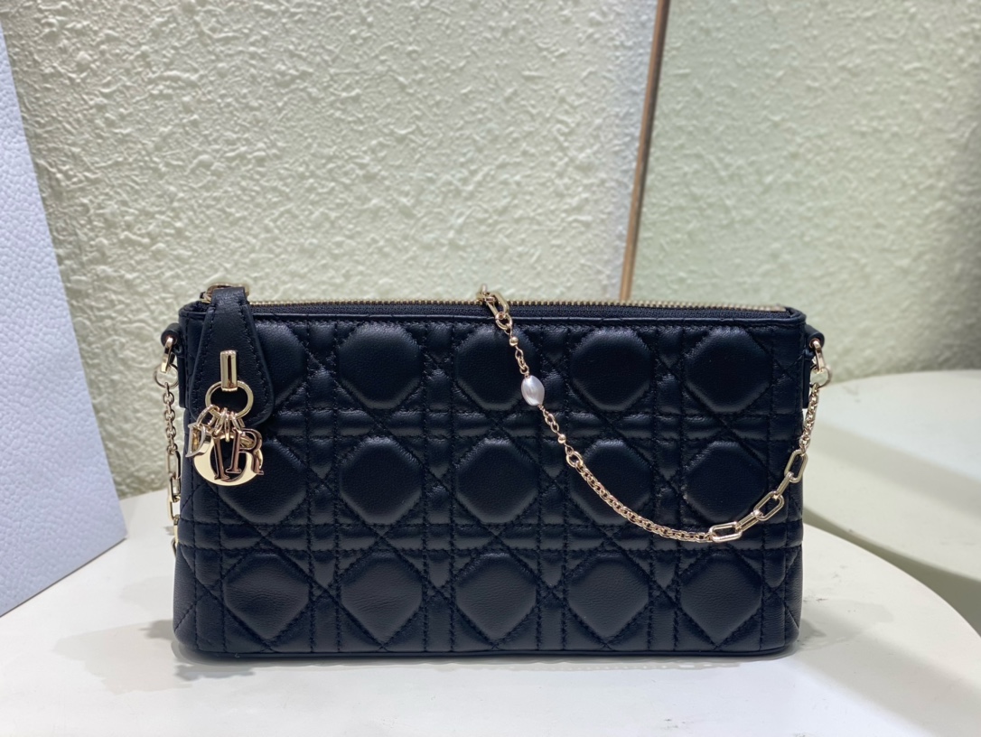 Top Christian Dior Midi Mini Small 30 Montaigne Bag  23x13x5cm - Black - GHW