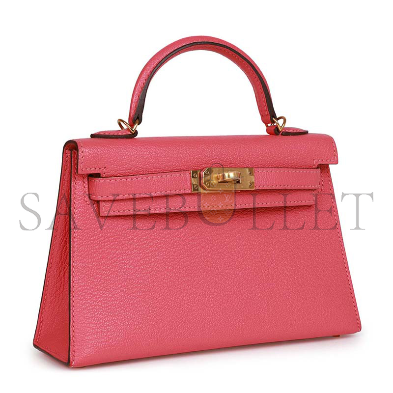 HERMES MASTER MINI KELLY ROSE LIPSTICK CHÈVRE GOLD HARDWARE (19*12*5.5cm)