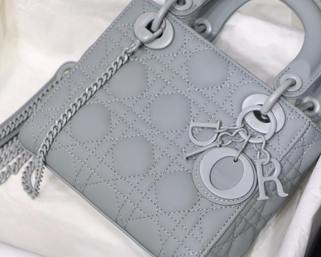 TOP Christian Dior Lady Christian Dior Bag Matte Mini - Grey