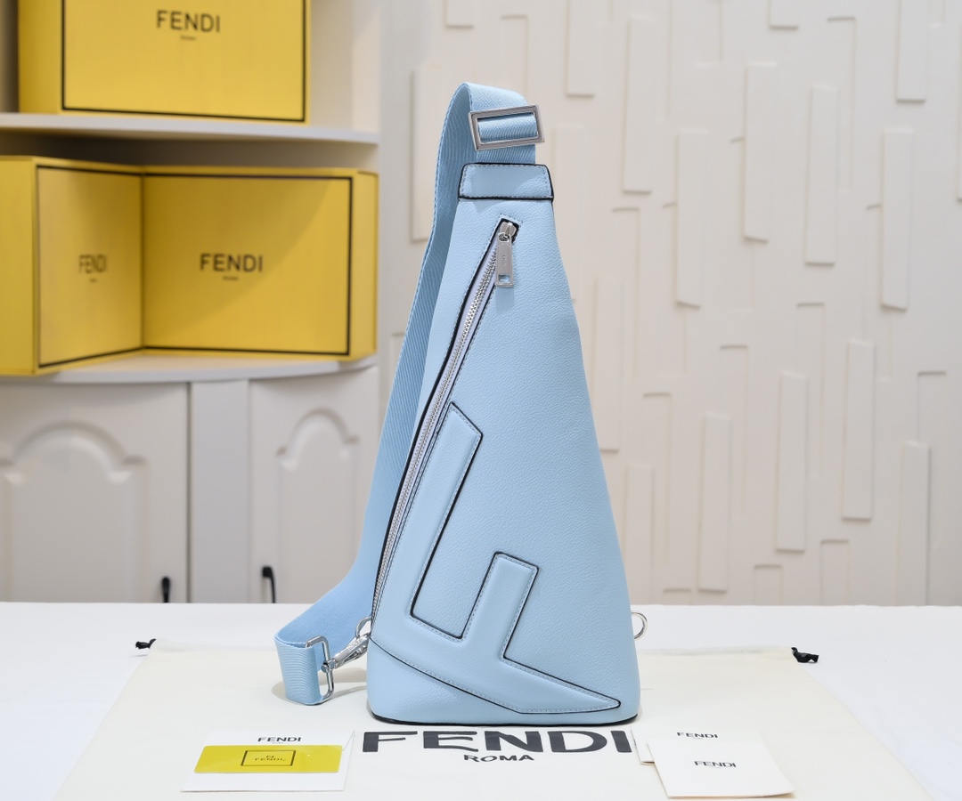 TOP Fendi Roma Leather Fendi Cono Shoulder Bag 18×37 cm-Blue