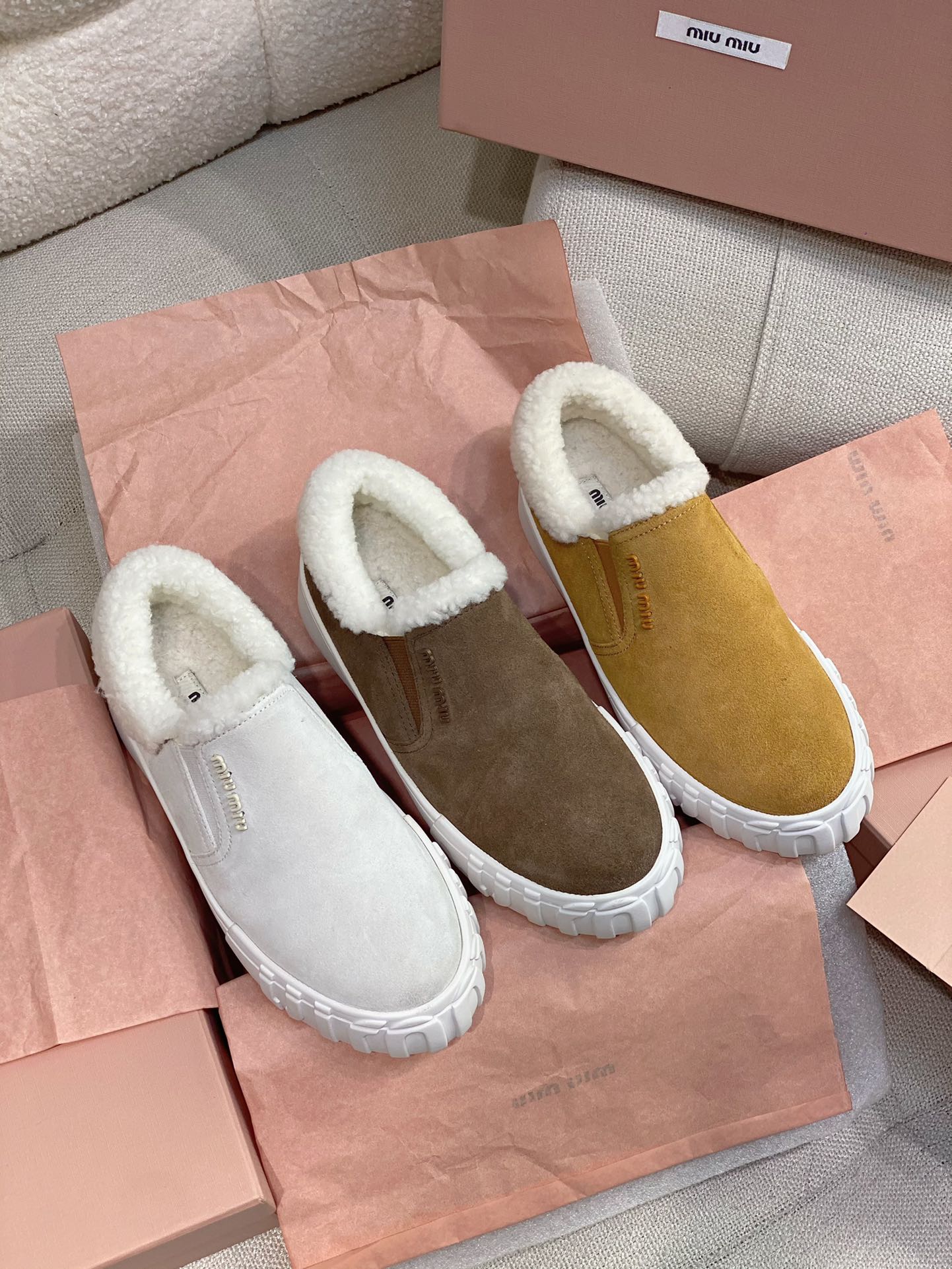 TOP Miu Miu Sheepskin Fur Shoes - 3 Color