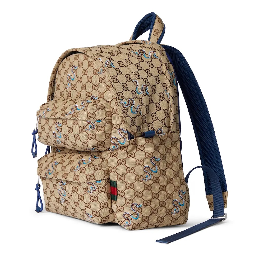 TOP GUCCI Leather Backpack 40*36.5*23cm - Beige&Blue