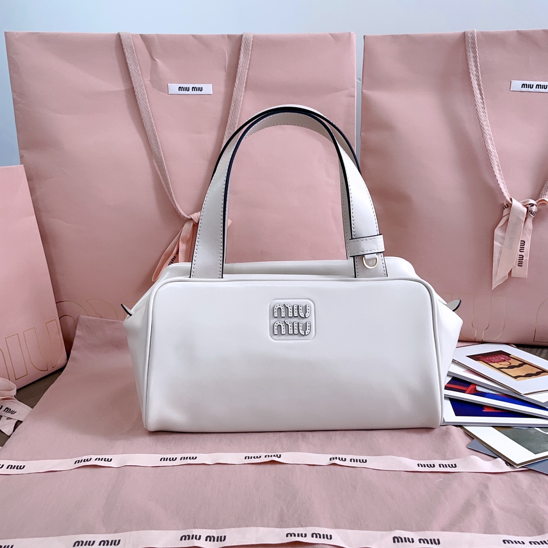 TOP Miu Miu Cowhide Bowling Bag 28x15x13cm - 2 Color