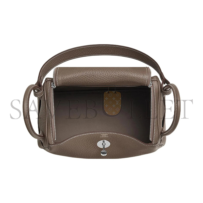 HERMÈS MASTER LINDY 26 CLEMENCE ÉTOUPE PALLADIUM HARDWARE (26*18*12cm)