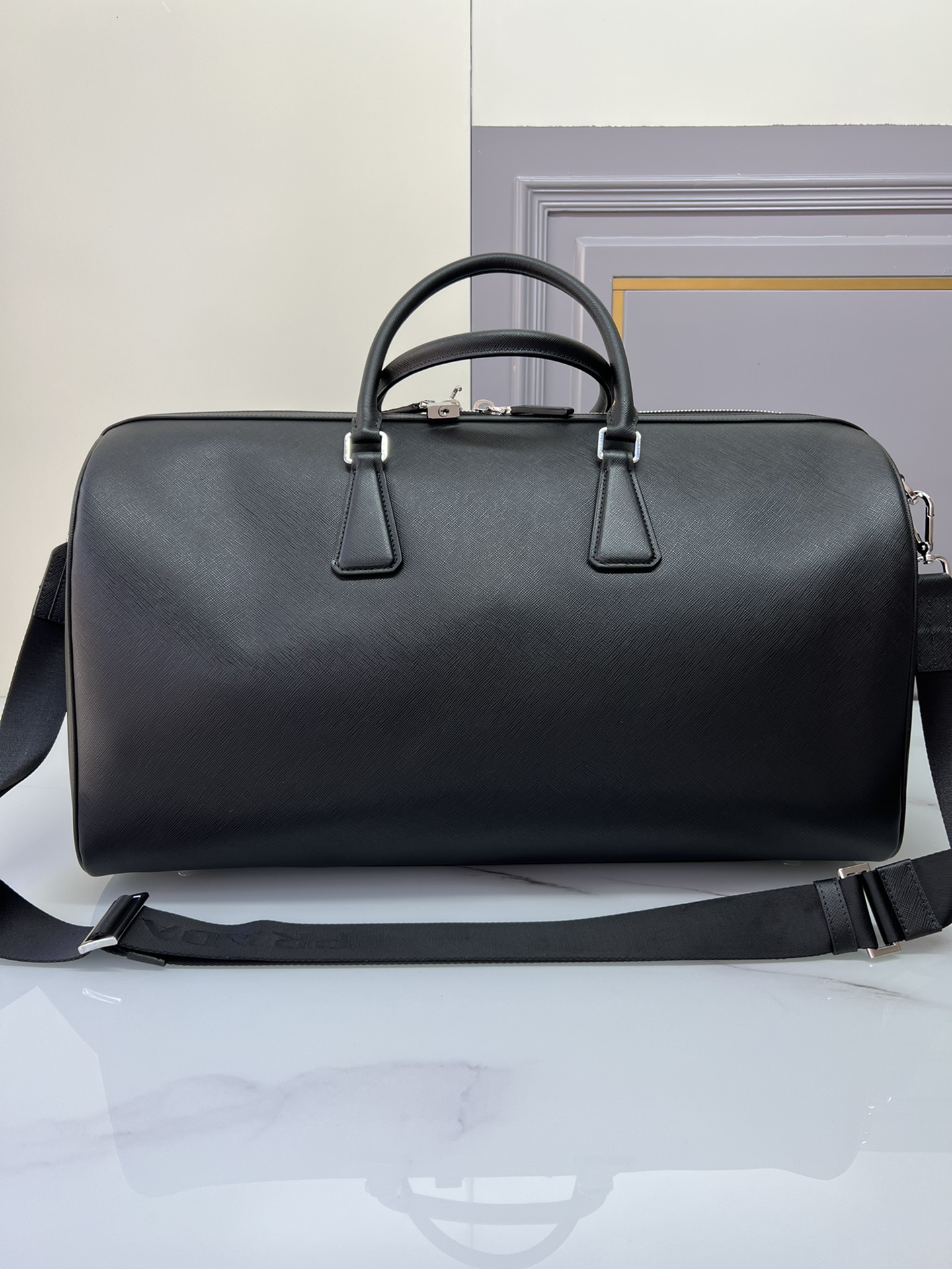 TOP PRADA Using Saffiano Leather To Make Travel Bags 50x27.5x25cm - Black/Brown