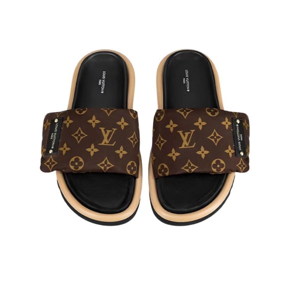 Louis Vuitton LV Pool Pillow Fabric Flat Slide  Sandals  (Replica)