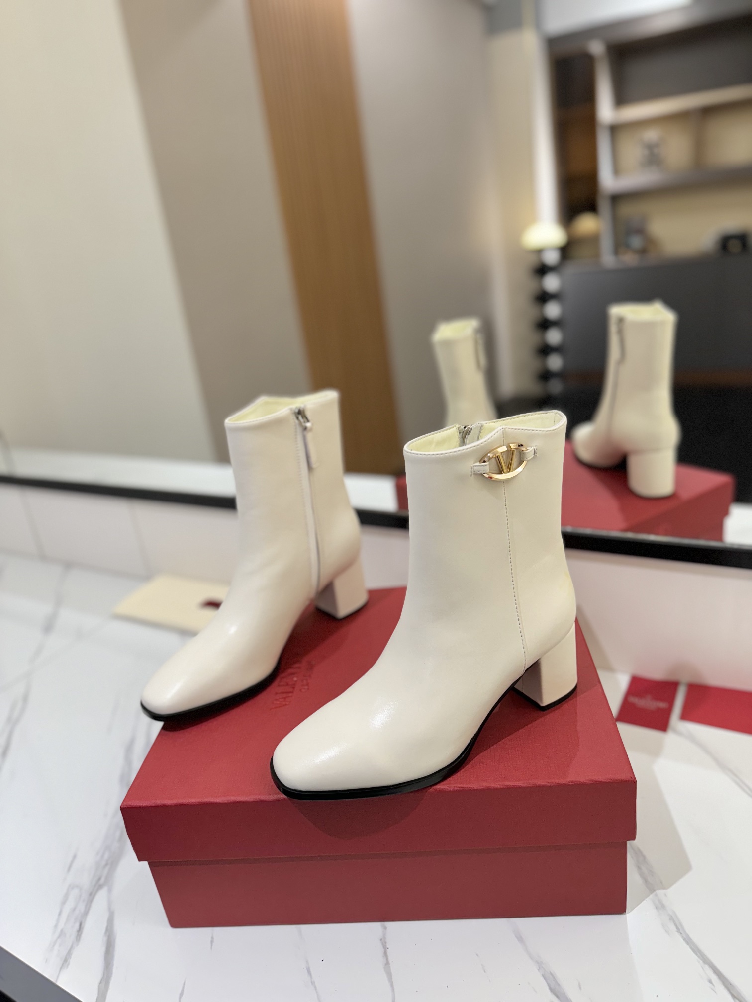TOP VALENTINO GARAVANI 6cm Mid Heel VLOGO Boots  - 3 Color