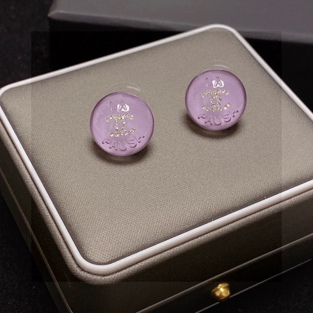 TOP CHANEL CC Earrings-Purple