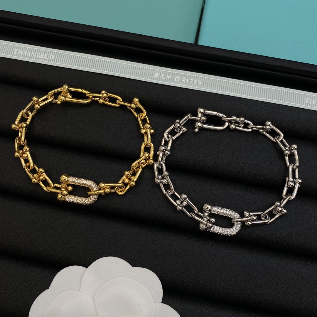 TOP Tiffany & Co. Lock Bracelet with Diamonds - 2 Color