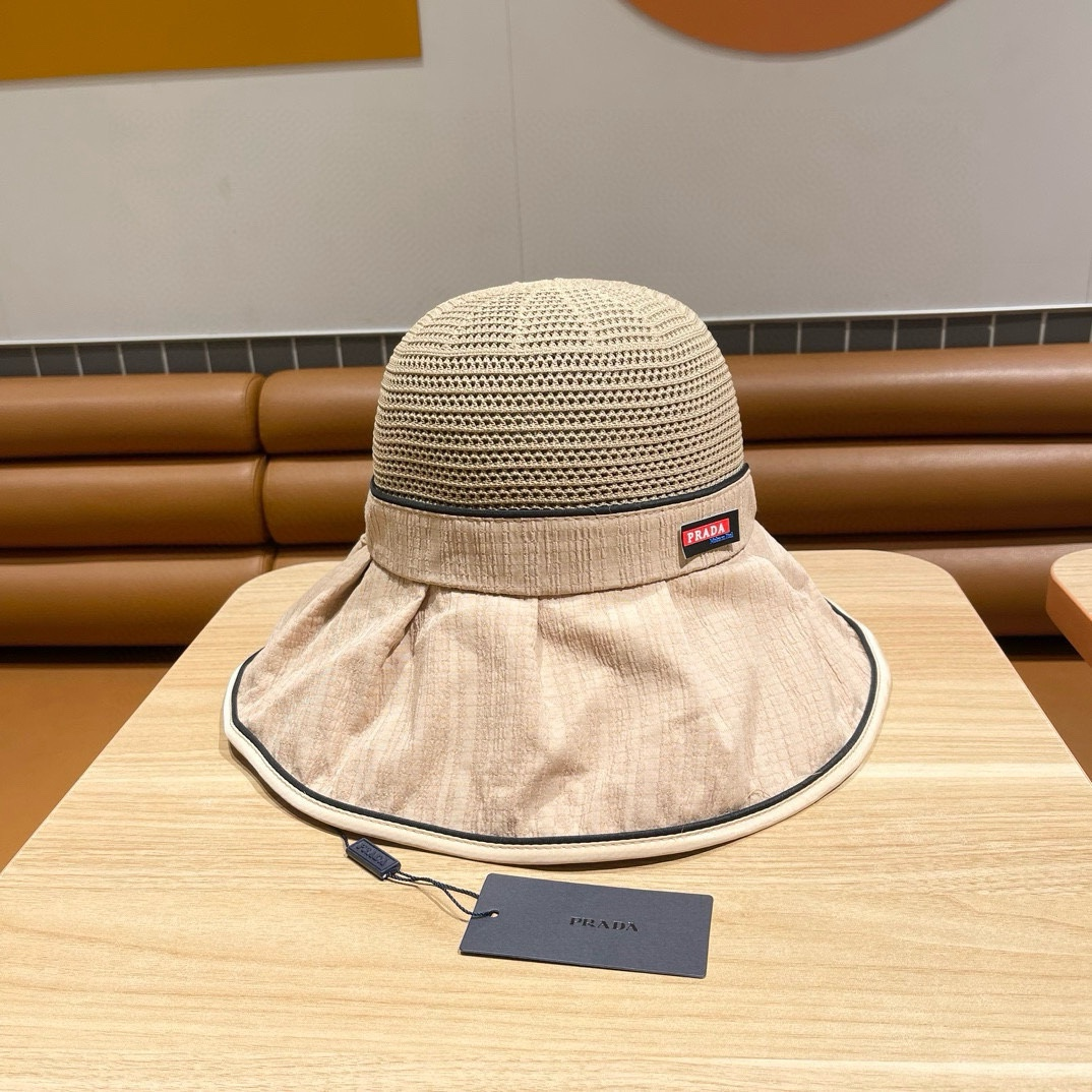 Prada Stylish Bow Fisherman Hat   Sunhat （Replica）