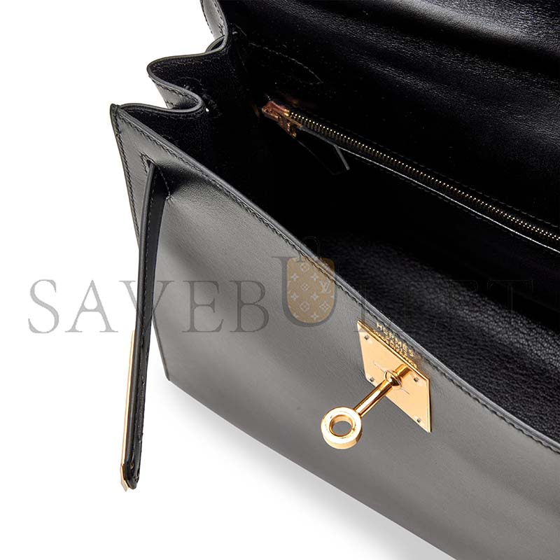 HERMÈS BLACK BOX KELLY 28 GOLD HARDWARE (28*22*10cm)