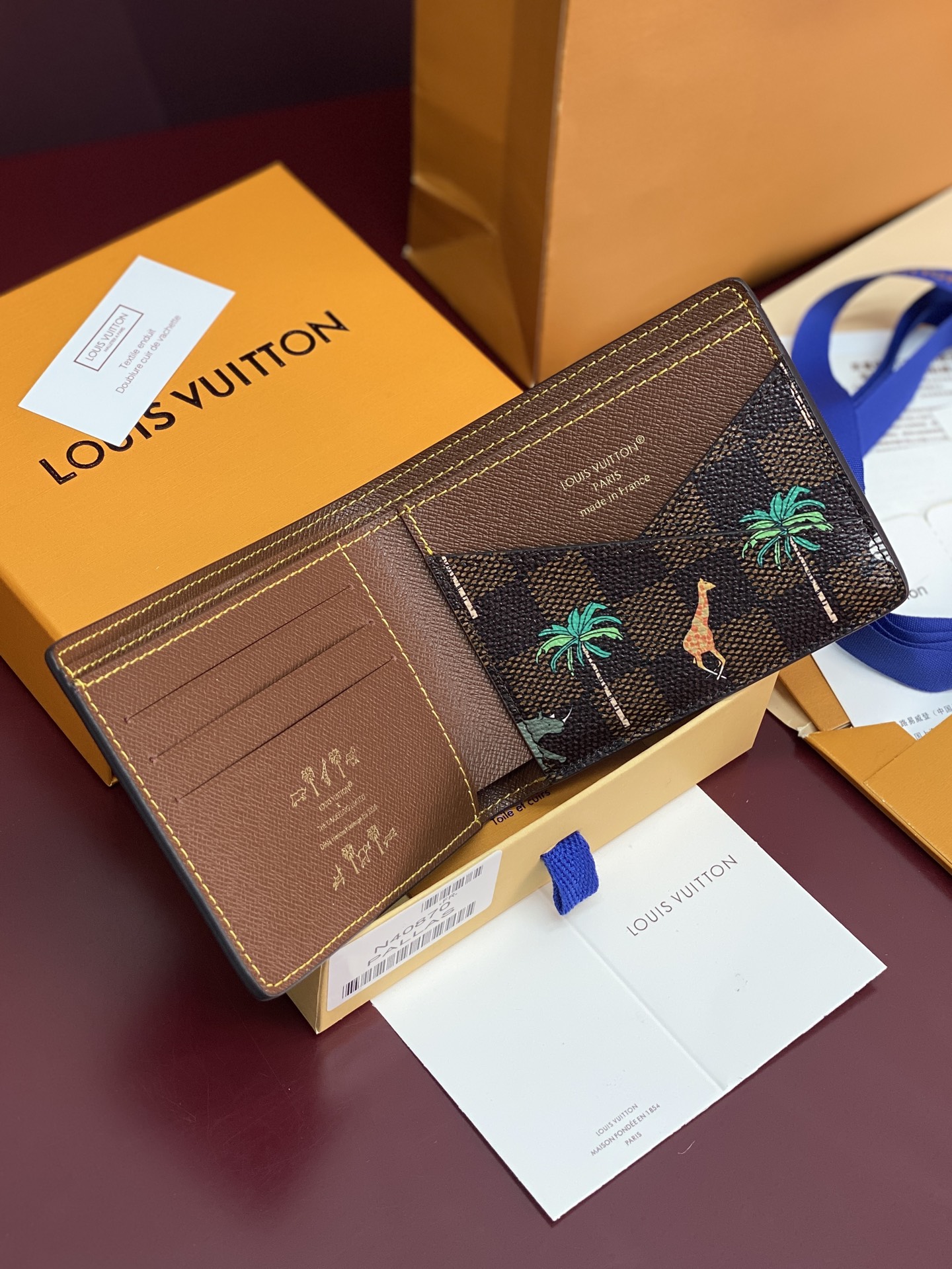 TOP Louis Vuitton LV X The Darjeeling Limited Multiple Wallet 11.5x9x1.5cm Damier Heritage - Brown