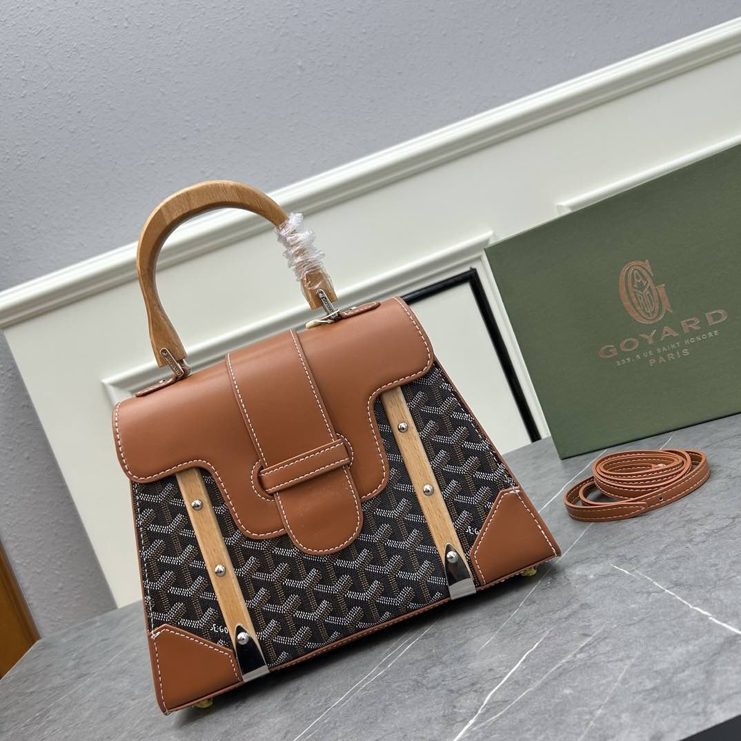 TOP Goyard Goyardine Saigon Top Handle Bag 2 Sizes - Brown