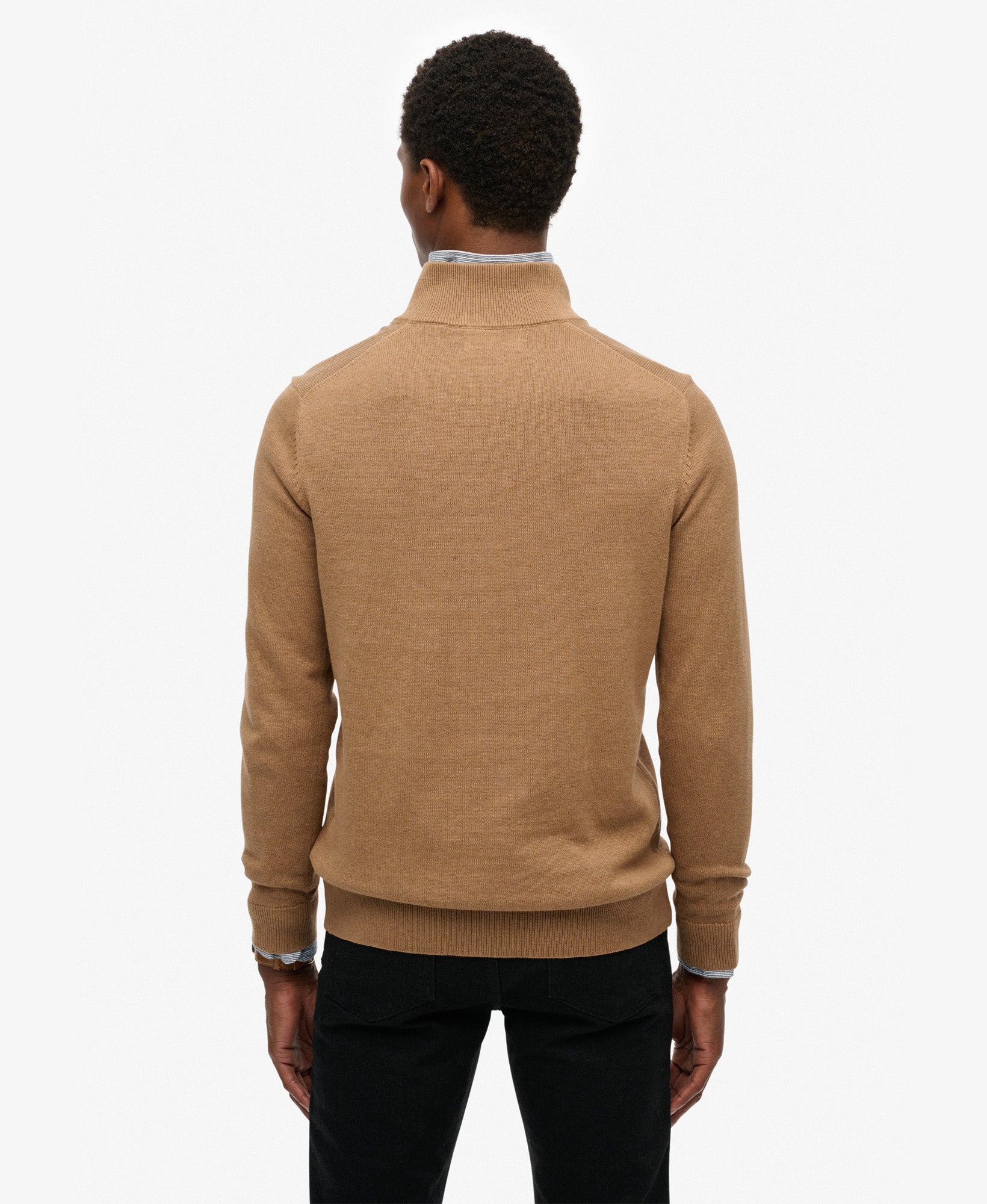Essentials Cotton Half Zip | Carbon Brown Marle