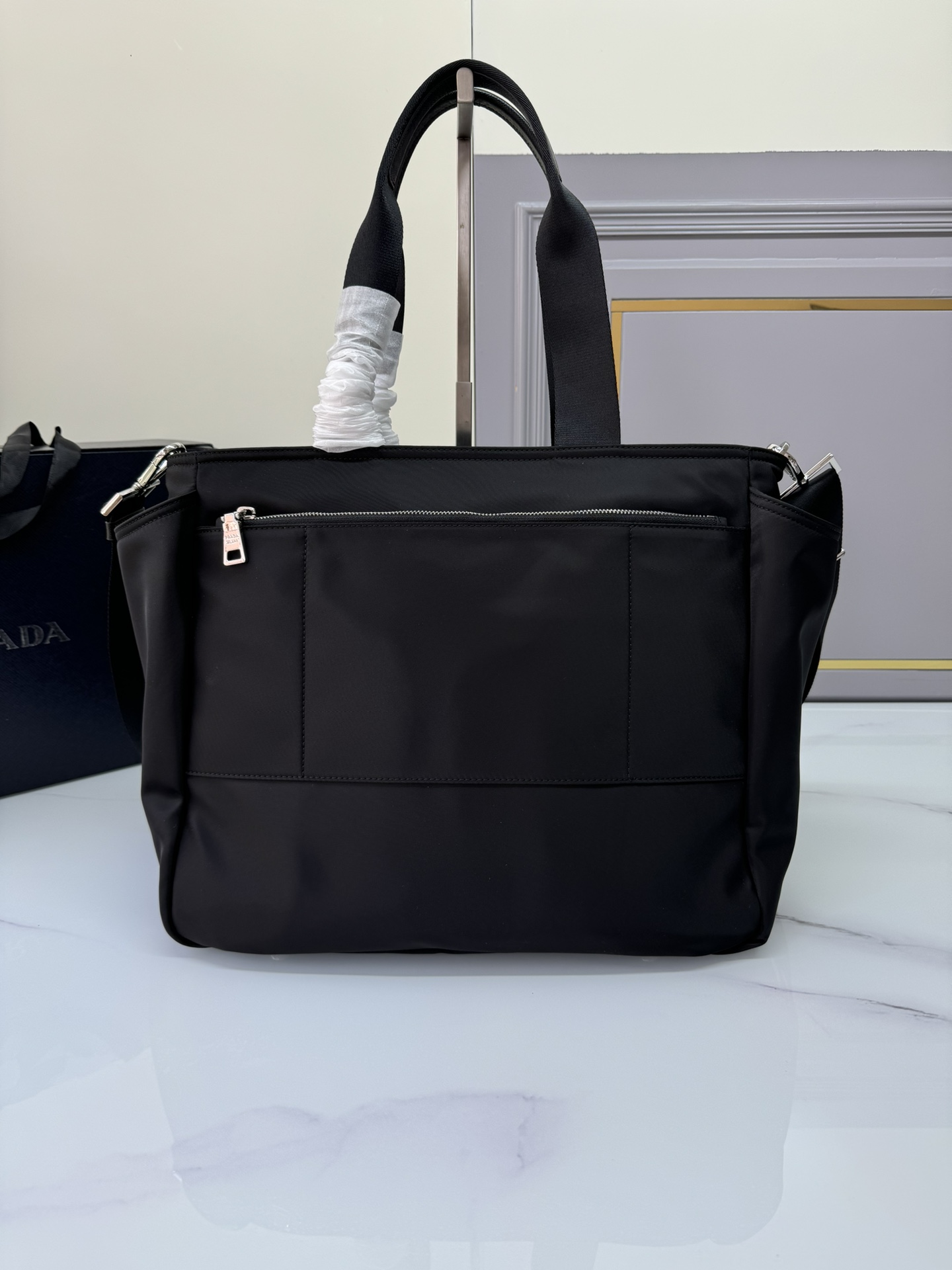 TOP PRADA Classic Nylon Shopping Bag 35x30x17cm - Black