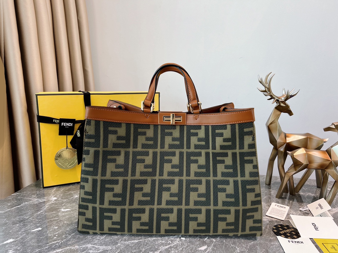 TOP FENDI FF Peekaboo Bag 41x16x30cm - Brown