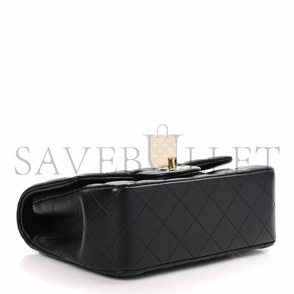 CHANEL MASTER LAMBSKIN QUILTED MINI TOP HANDLE RECTANGULAR FLAP BLACK (20*12*6cm)
