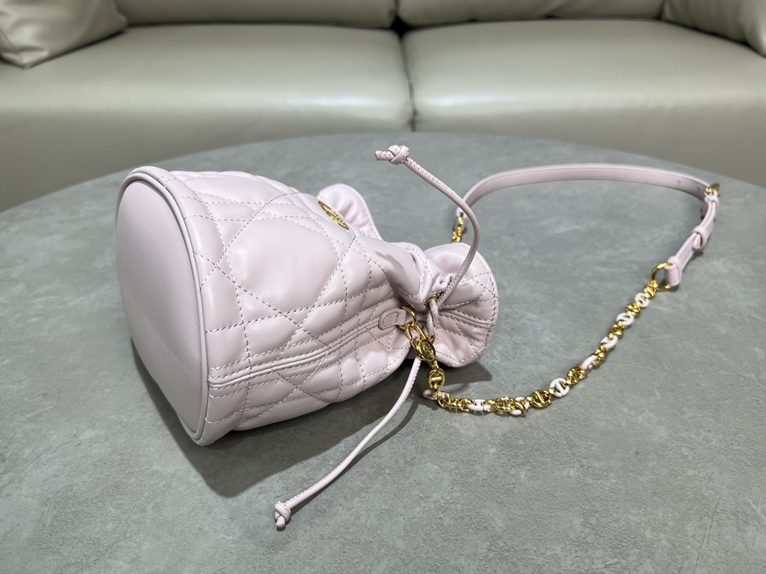 TOP Christian Dior Montaigne Bag Mini Drawstring Bucket Bag 16x18.5x13cm - Pink