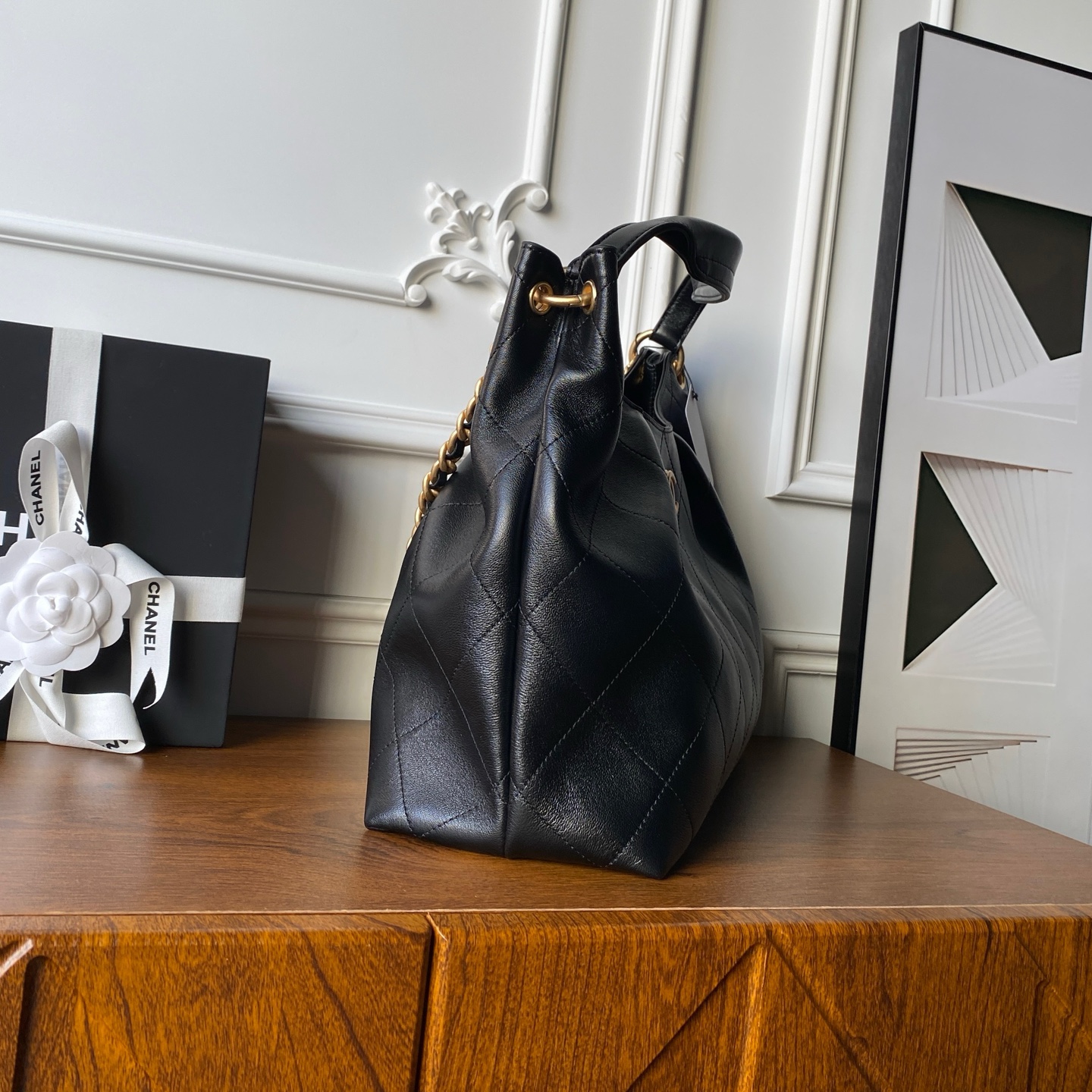 TOP CHANEL  26C  Hobo Bag Cowhide 29×35×13cm - Black