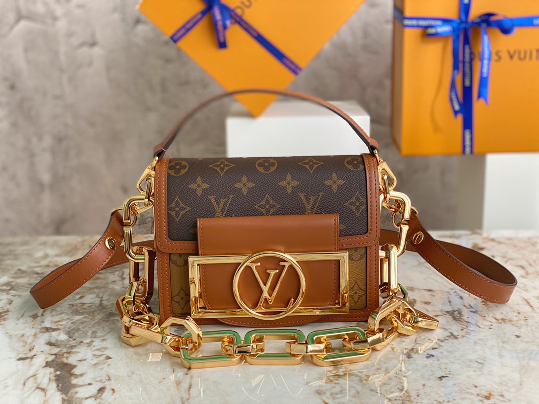TOP Louis Vuitton LV Dauphine Handbags 25 x 17 x 10.5 cm/20 x 15 x 9cm  - Brown&GHW