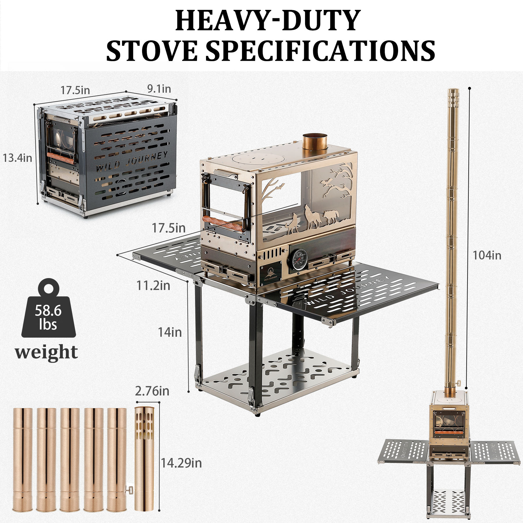 M8  Rose Gold Tent Wood Stove